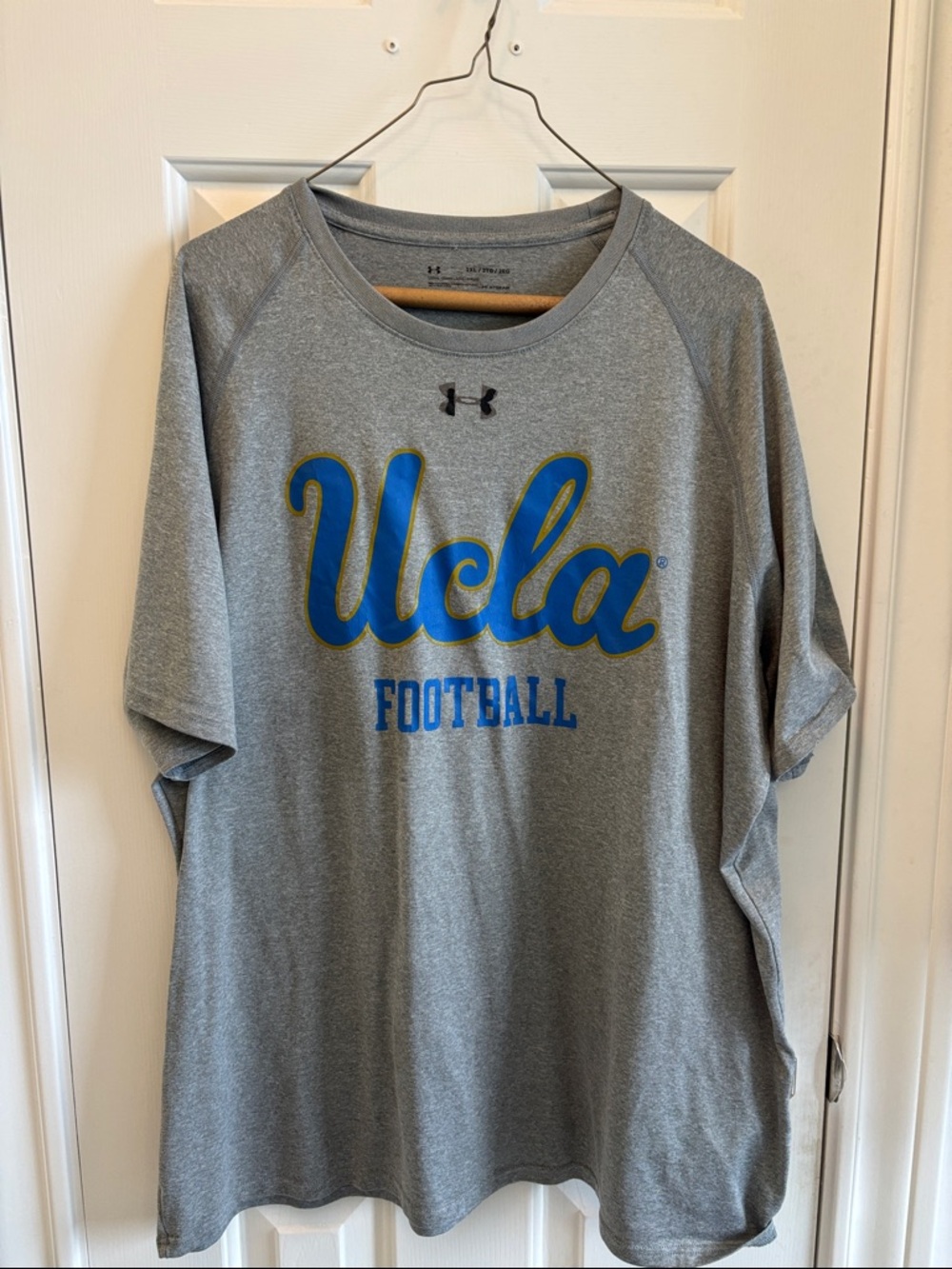 Under Armour Gray UCLA Football Tee with Blue & Gold Logo